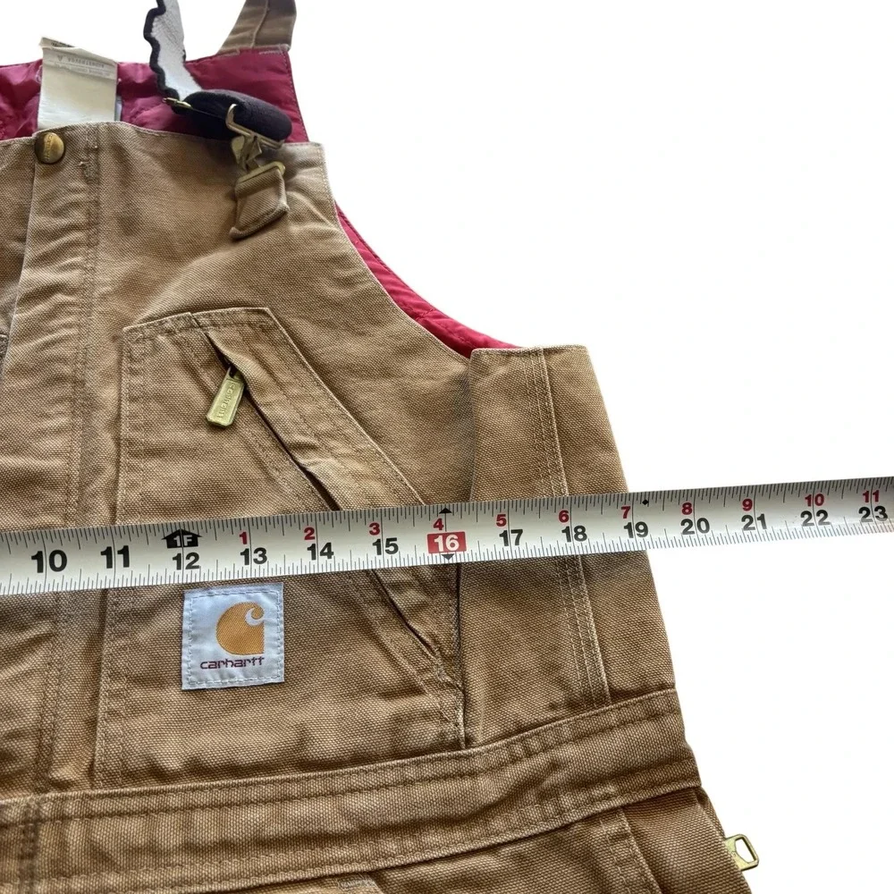 Carhartt Bib Overalls Mens 32x32 Brown R38 Duck Insulated Quilt Lined Workwear